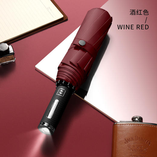 【一键开合 LED照明】10骨男女士商务雨伞 三折抗风全自动黑胶折叠礼品雨伞广告晴雨伞 商品图6