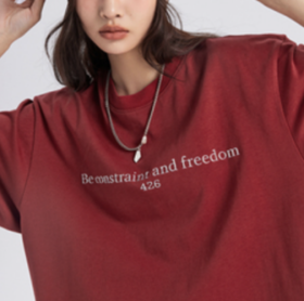 F426/BDDX22SS-3090烫银标语宽松休闲短袖T恤