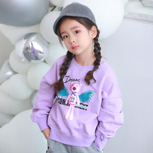 【综合】龙之涵 亲子款2022年春款加厚女童卫衣 中大童印花全棉卫衣 婴幼儿A类标准 商品图7