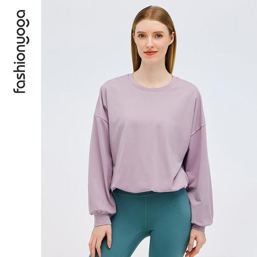 凡圣瑜伽卫衣女新款运动休闲百搭纯色简约气质宽松套头上衣F12804 商品图5