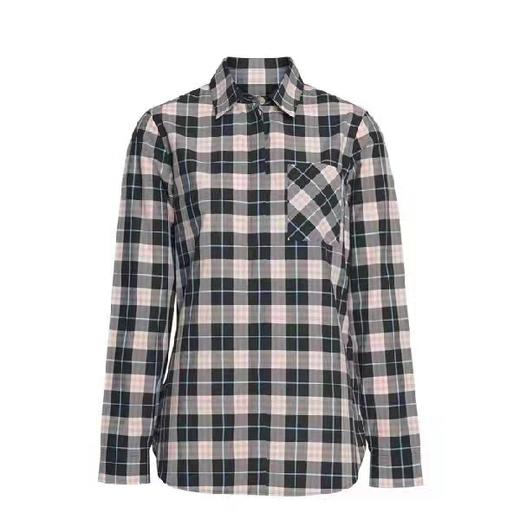国内现货 Burberry巴宝莉女士黑粉格纹衬衫 单穿或搭配在里面都很漂亮，粉色格纹底 商品图6