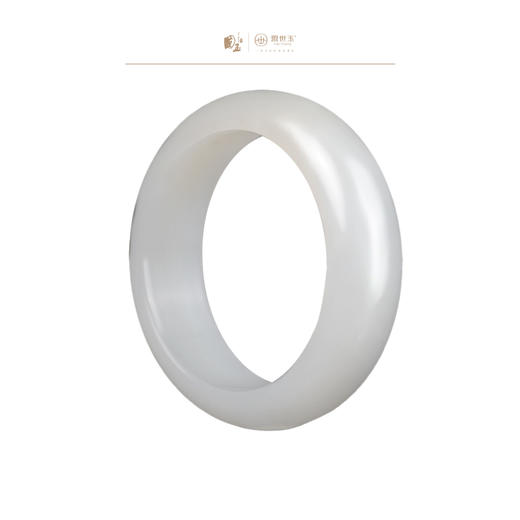 新疆国玉盟世玉和田玉白玉手镯圈口55.8【带证书·顺丰物流】 商品图0