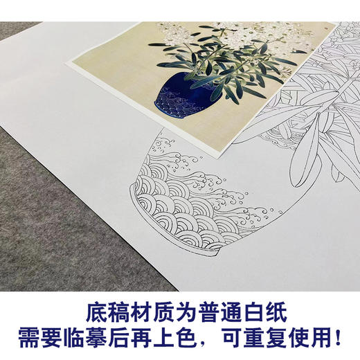 【无步骤】李长白工笔花鸟画白描底稿《瓶花》斗方小品册页-LB14 商品图3