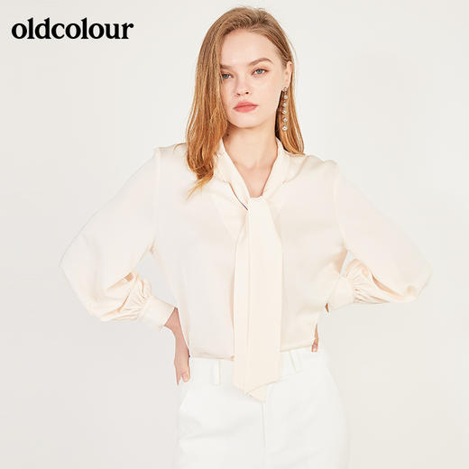 oldcolour春季系带领子休闲OL气质通勤长袖套头衬衫女N12013279 商品图4