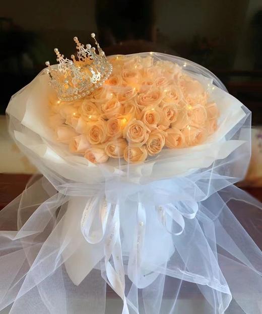 满满的爱香槟玫瑰66朵白纱裙包装适合求婚结婚纪念日生日等场合