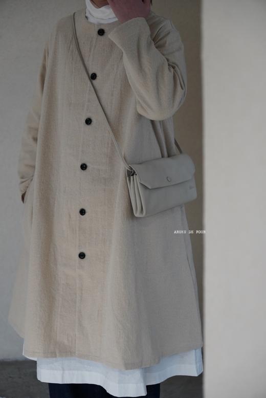 （4折）FRANCESCA AMAM LABEL军绿/米白/黑圆领中长外套 商品图12