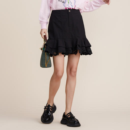 谜底2022春新款优雅减龄鱼尾裙荷叶边短裙包臀裙半裙221MB0179 商品图0