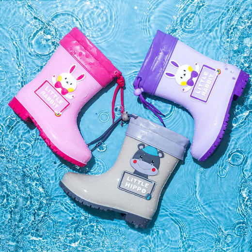 【保暖内里雨鞋 出门不怕湿脚】卡通儿童雨鞋新款时尚雨鞋男女中小学生雨靴中筒防滑耐磨防水鞋 商品图3