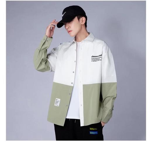 长袖衬衫男士2022秋季新款韩版潮流宽松休闲工装商务上衣男 商品图6