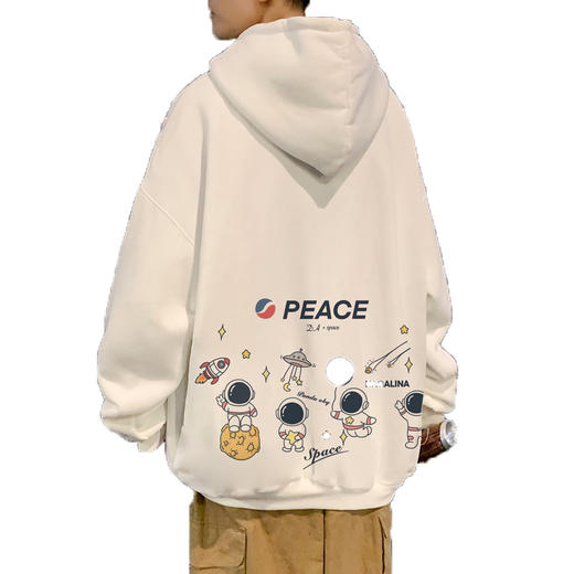 潮流休闲连帽宽松卫衣oversize宇航员加绒连帽卫衣男秋冬季季连帽宽松上衣ins高街 商品图6