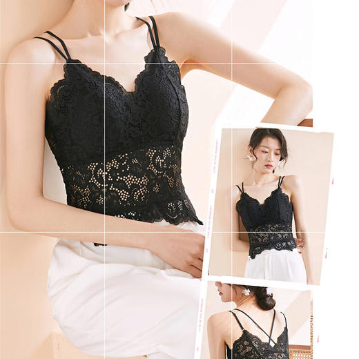 【法式轻奢优雅】唐娜米娜美背蕾丝内衣法式露背文胸无钢圈裹胸抹胸性感小吊带 商品图4