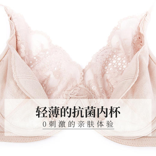 夏娃的诱惑内衣女法式软钢圈大胸显小文胸夏聚拢薄款缩胸棉围抗菌 商品图2