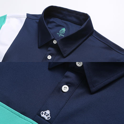 BLS-001B（PROSIMON高尔夫男款春夏短袖不对成拼接翻领Polo衫） 商品图2