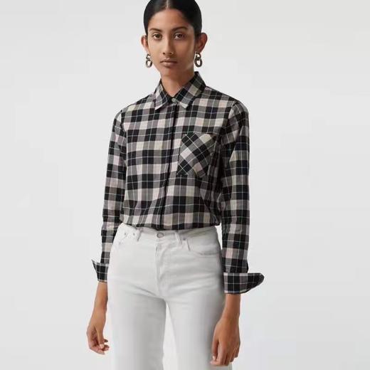 国内现货 Burberry巴宝莉女士黑粉格纹衬衫 单穿或搭配在里面都很漂亮，粉色格纹底 商品图4