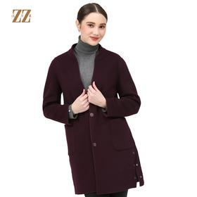 佐尔美冬新品女士针织山羊绒羊毛双面呢中长款外套E74SM28