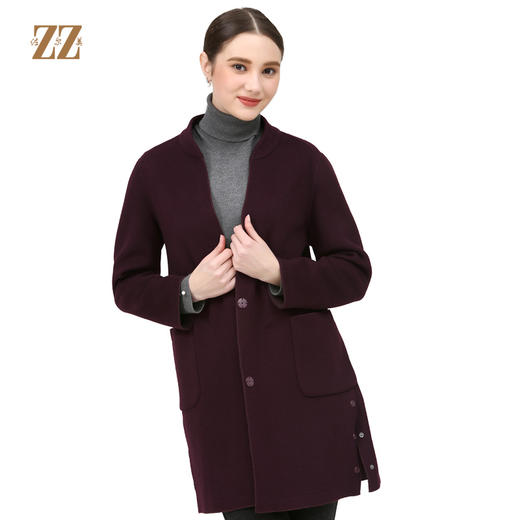 佐尔美冬新品女士针织山羊绒羊毛双面呢中长款外套E74SM28 商品图0