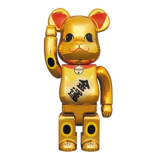 Bearbrick 电镀招财猫 金运三代 红耳 400% 商品图0
