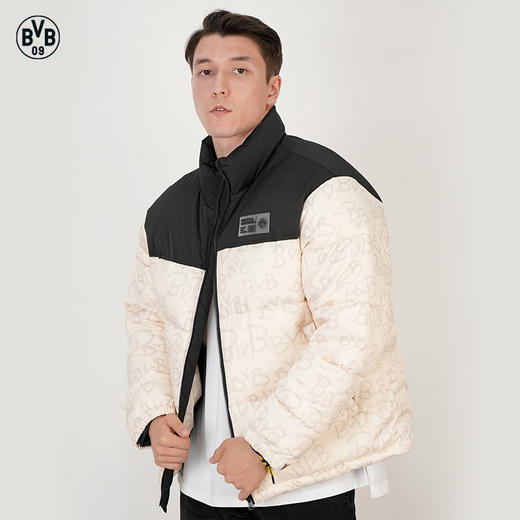 多特蒙德全幅印花拼接棉服米黄色款 商品图0