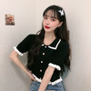 黛唯梵2022新款夏季复古法式开衫上衣小心机修身显瘦薄款短袖针织衫女装清凉服饰出游美衣七夕情人节 商品缩略图0