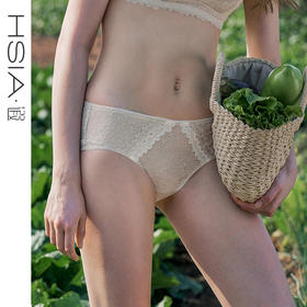 HSIA遐 蕾丝内裤女性感透气纯棉裆底春光烂漫无痕亲肤中腰平角裤
