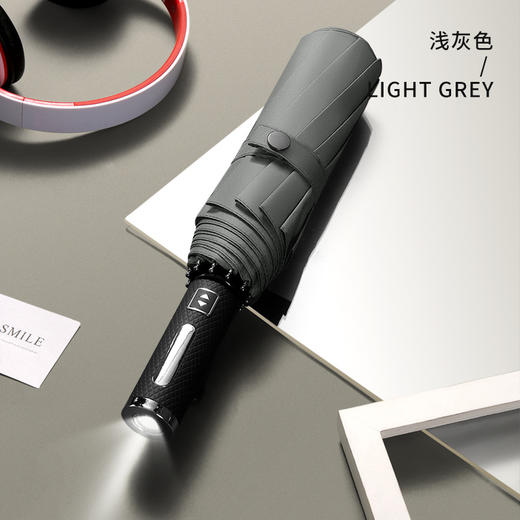 【一键开合 LED照明】10骨男女士商务雨伞 三折抗风全自动黑胶折叠礼品雨伞广告晴雨伞 商品图5