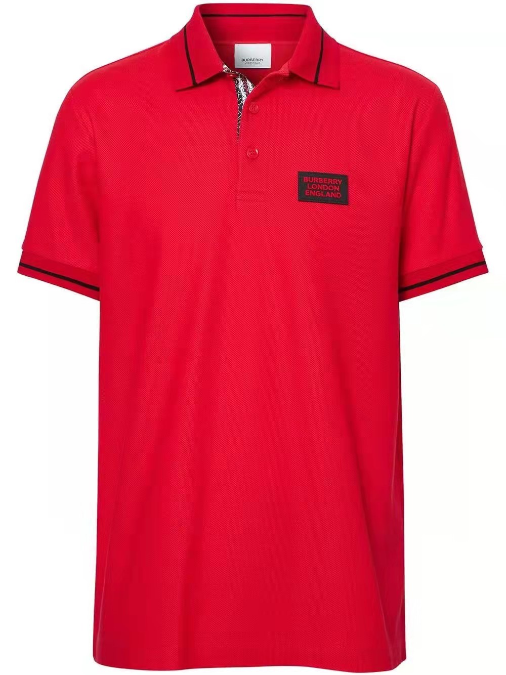 burberry巴宝莉 精品店款正红色男款翻领短袖t纯棉巴宝莉polo衫男夏