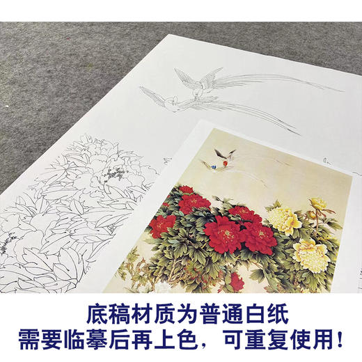 【无步骤】李长白竖幅工笔花鸟画白描底稿《春满园 》LB03 商品图3