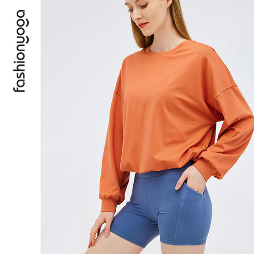 凡圣瑜伽卫衣女新款运动休闲百搭纯色简约气质宽松套头上衣F12804 商品图2