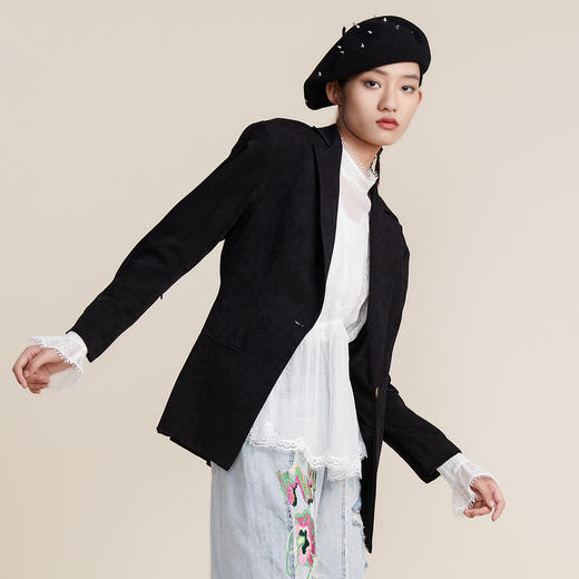 谜底2022春新款高端系列复古时尚宽肩窄腰西服外套女221GW0098 商品图1