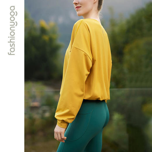 凡圣瑜伽卫衣女新款运动休闲百搭纯色简约气质宽松套头上衣F12804 商品图1