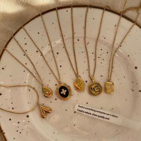 韩国INS金色圆形几何项链女锁骨链秋冬毛衣链外出气质甜美项饰