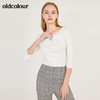 oldcolour春季大圆领修身打底百搭弹力七分袖T恤女N12023258 商品缩略图2