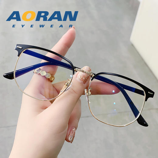 网红同款眉毛商务眼镜框男女可配近视度数复古半框防蓝光平光眼镜 商品图2