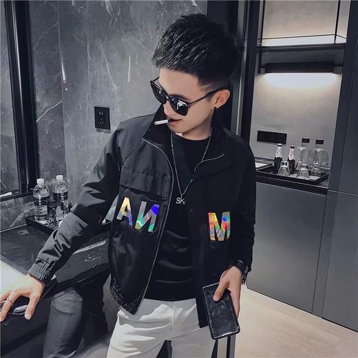 网红痞帅炸街外套男精神小伙韩版潮流个性帅气百搭夹克春秋装上衣休闲韩版修身夹克 商品图5