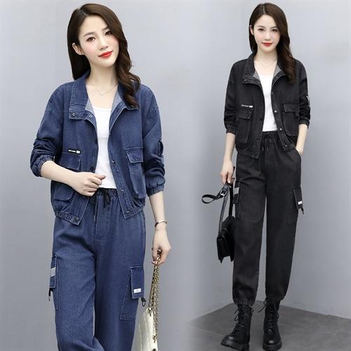 潮流帅气，时尚休闲工装风牛仔套装两件套HR-GJC2102 商品图0