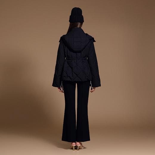 黑色手工订制珍珠花收腰棉服 商品图4