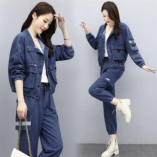 潮流帅气，时尚休闲工装风牛仔套装两件套HR-GJC2102 商品图1