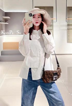 卡帕苏设计感白色衬衫 K121062