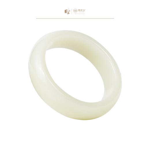 新疆国玉盟世玉和田玉白玉手镯圈口56.9【带证书·顺丰物流】 商品图0