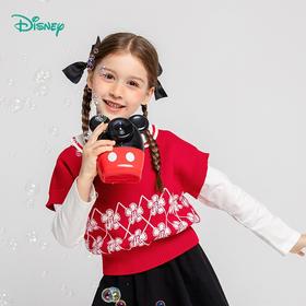 迪士尼童装女童马甲春日限定款萌趣米妮针织马甲春新品