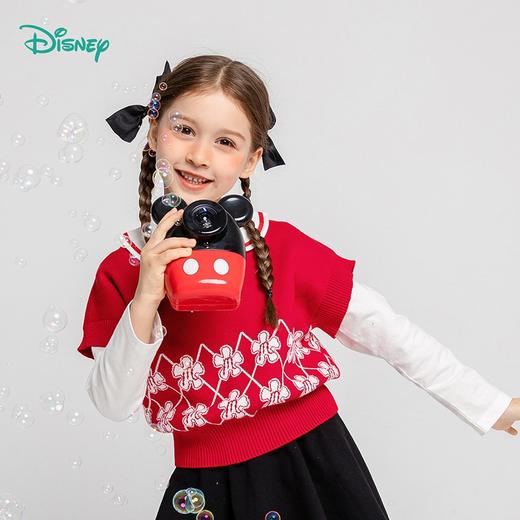 迪士尼童装女童马甲春日限定款萌趣米妮针织马甲春新品 商品图0
