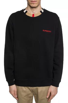 Burberry巴宝莉 红色男款经典刺绣logo套头卫衣 走秀款