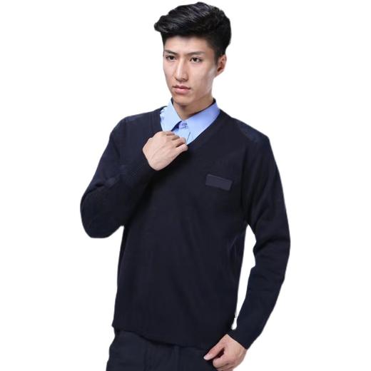 藏青色单位美丽诺羊毛衫冬季V领（无字版） 商品图1