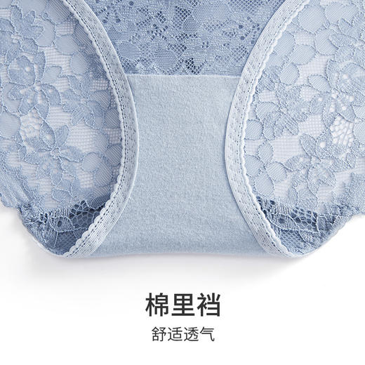 HSIA遐 蕾丝内裤女性感透气纯棉裆底春光烂漫无痕亲肤中腰平角裤 商品图4
