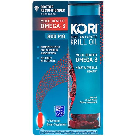 美国直邮KORI纯南极磷虾油多效益omega-3保护心脏健康800mg 90粒美国代购，无中文标签，介意慎拍 商品图5