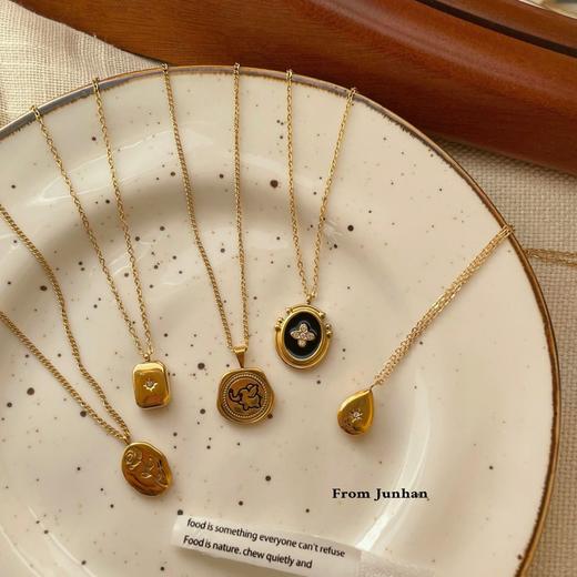 韩国INS金色圆形几何项链女锁骨链秋冬毛衣链外出气质甜美项饰 商品图1