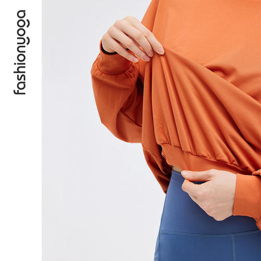 凡圣瑜伽卫衣女新款运动休闲百搭纯色简约气质宽松套头上衣F12804 商品图4