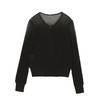 谜底2022春新款简约时尚渐变V领H型长袖套头开织衫女221MZ0343 商品缩略图4