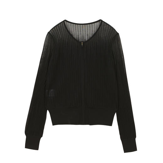 谜底2022春新款简约时尚渐变V领H型长袖套头开织衫女221MZ0343 商品图4