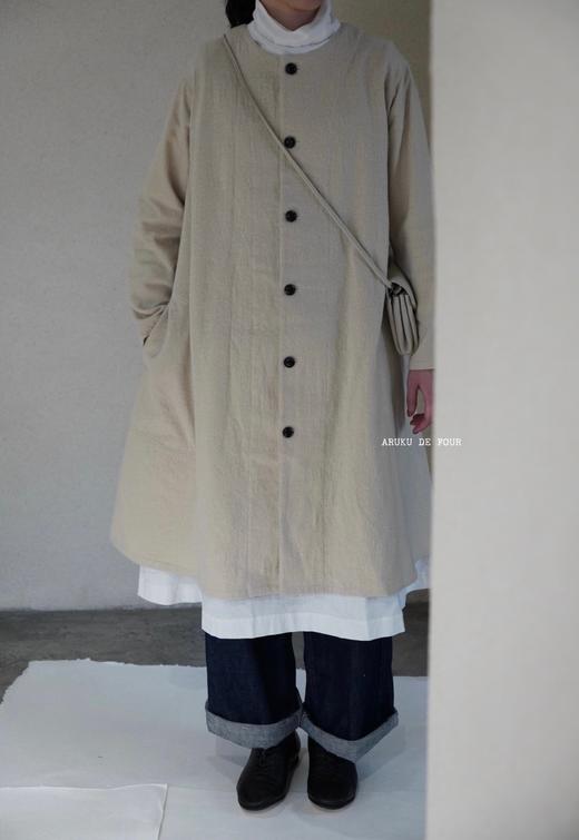 （4折）FRANCESCA AMAM LABEL军绿/米白/黑圆领中长外套 商品图8